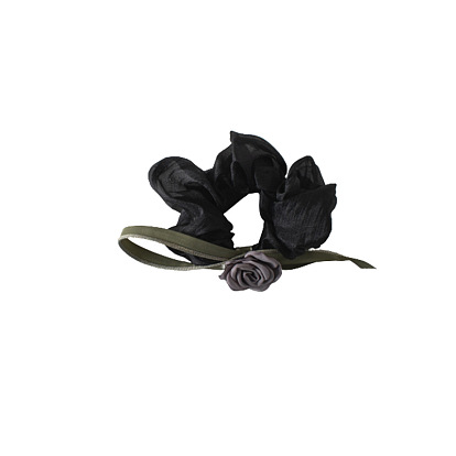 Vintage Floral Headband with Sheer Ribbon and Flower Accents