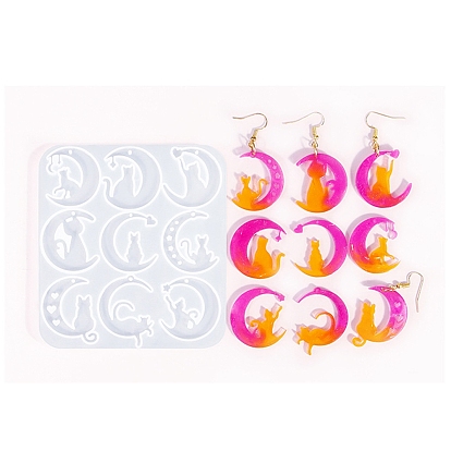 Формы для подвесок своими руками, силиконовые формы для литья, для уф-смолы, изготовление изделий из эпоксидной смолы, Луна в форме кошки и медведя