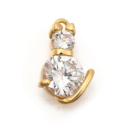 Латунные микро проложить кубического циркония прелести, форма кошки, долговечный, без никеля , реальный 18 k позолоченный