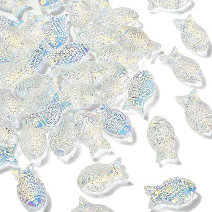 50 рыбные бусины лэмпворк ручной работы, с покрытием AB цвета