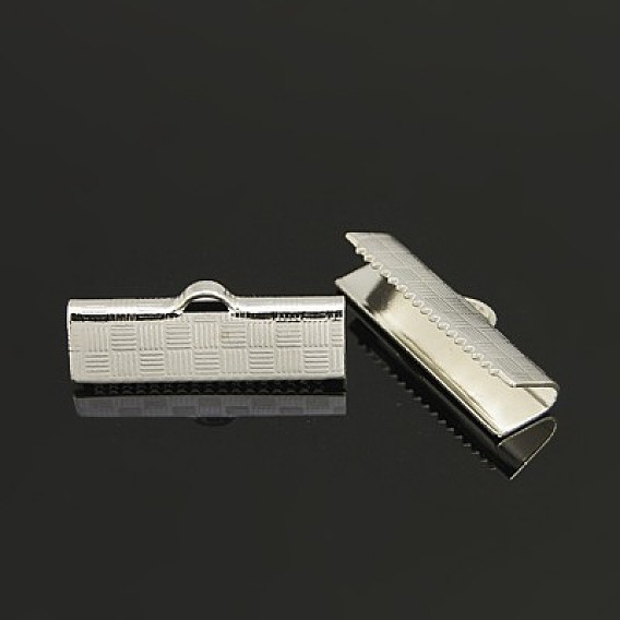 Extrémités de sertissage de ruban de laiton, rectangle, 20x7x5mm, Trou: 1x3mm