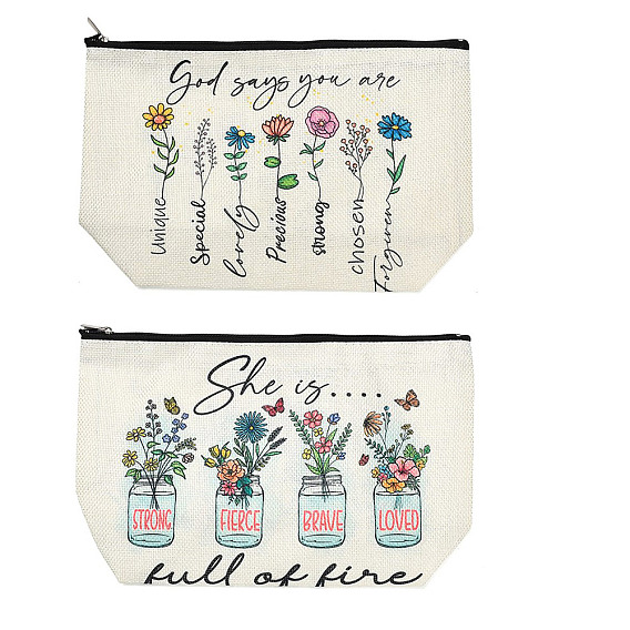 Льняные клатчи с набивным рисунком и застежкой-молнией для хранения вещей, макияж сумки, прямоугольные, красочный