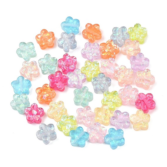 Прозрачный бисер cmолой, цветок, с блеском порошок