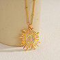 304 Collares con colgante de sol de acero inoxidable con cristales y diamantes de imitación para mujer