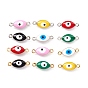 Brass Enamel Connector Charms, Oval with Evil Eye