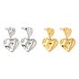 304 Stainless Steel Dangle Stud Earrings, Textured Heart