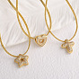 Collares pendientes de circonita cúbica transparente micro pavé de latón, dorado