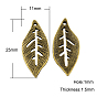 Tibetan Style Alloy Pendants, Lead Free, Leaf, 25x11x1.5mm, Hole: 1mm