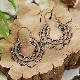 Серьги-кольца из сплава в стиле бохо, Красная медь