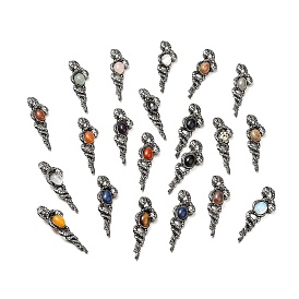 Gemstone Big Pendants, Snake Charms, with Rack Plating Antique Silver Tone Alloy Findings, Cadmium Free & Lead Free