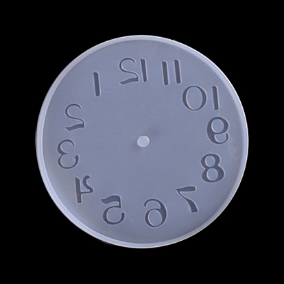 Flat Round with Arabic Numerals Clock Wall Decoration Food Grade Silicone Molds, for UV Resin, Epoxy Resin Craft Making