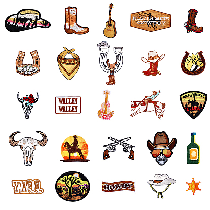 25 шт. полиэстеровые нашивки в стиле ковбоя, наклеить патч, аксессуары для костюма, аппликация, разнообразные