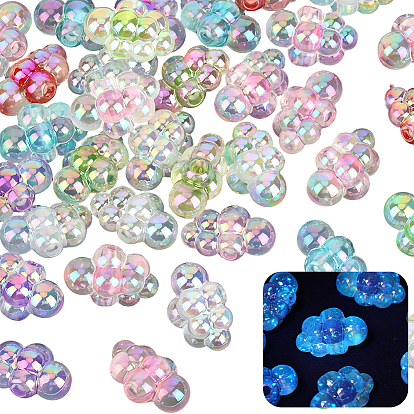 35 Stück UV-beschichtete, regenbogenfarbene, schillernde Acrylperlen, Ton zwei, Traube