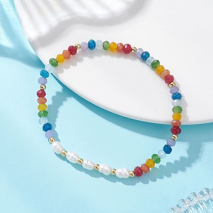 Браслеты из натуральных бусин из искусственного пресноводного жемчуга чакра и окрашенного натурального малайзийского нефрита для женщин, рондель