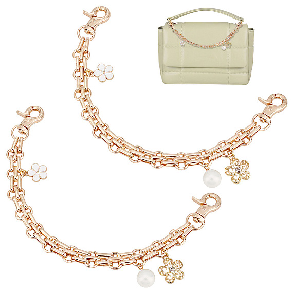 2ручки для сумок с железной цепочкой, сплав эмали цветок и абс пластик имитация жемчуга бретельки для сумок