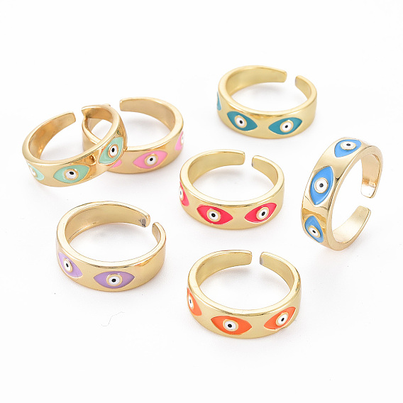 Настоящие 16 позолоченные латунные кольца-манжеты с эмалью k, злые глазные открытые кольца для девочек женщин, без никеля 