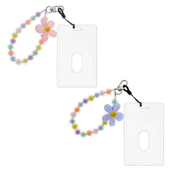 2шт пластиковая идентификационная карта, вертикальный пластиковый держатель именной карточки-ключа, 2шт. 2 цвета пластиковый ремешок для мобильного телефона