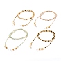 Eyeglasses Chains, Neck Strap for Eyeglasses, with Faceted Round Natural Gemstone Beads, Brass Lobster Claw Clasps and Rubber Loop Ends, Golden