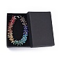 Glass Beads Bracelets, with 304 Stainless Steel Lobster Claw Clasps, Heart chain extender and Cardboard Jewelry Set Box