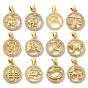 Реальный 18 k позолоченный, Подвески из латуни с микропаве на тему зодиака и кубического циркония