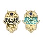 Brass Micro Pave Clear Cubic Zirconia Pendants, Hamsa Hand Charm, with Enamel, Golden