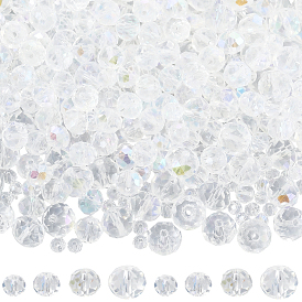 Стеклянные бусины с гальваническим покрытием , с покрытием AB цвета, граненые, рондель