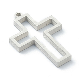202 Stainless Steel Open Back Bezel Pendants, For DIY UV Resin, Epoxy Resin, Pressed Flower Jewelry, Cross