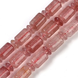 Natural Strawberry Quartz Beads Strands, with Rondelle Beads, Column