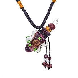 Ожерелье с подвеской в виде флакона духов лэмпворк ручной работы, регулируемое колье из плетеного шнура, ожерелье-свитер для женщин