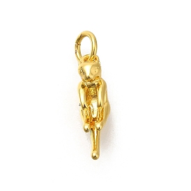 Brass Cubic Zirconia Pendants, Rabbit Charms, with Jump Ring