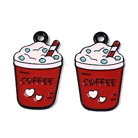 Подвески из эмалевого сплава с краской для выпечки, амулеты чашка кофе, чёрные