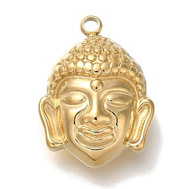 PVD Vacuum Plating 304 Stainless Steel Pendants, Buddha's Head Charm