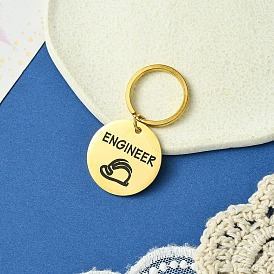 201 брелок из нержавеющей стали, литыми кольцами, плоско-круглые