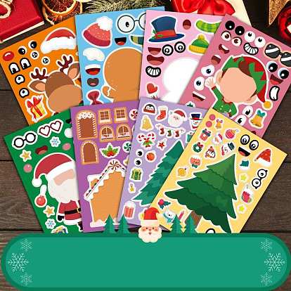 Christmas PVC Plastic Sticker Labels, Self-adhesion, for Suitcase, Skateboard, Refrigerator, Helmet, Mobile Phone Shell, Christmas Themed Pattern