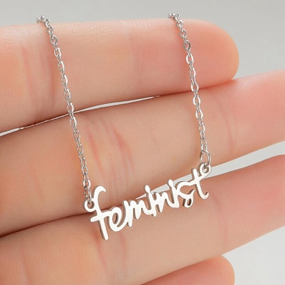 Fábrica de 201 collar con colgante de palabra feminista de acero inoxidable, joyas de feminismo para mujeres 8.27 pulgada ~ 19.69 (21~50 a granel en línea - PandaWhole.com