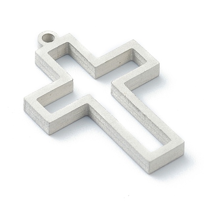 202 Stainless Steel Open Back Bezel Pendants, For DIY UV Resin, Epoxy Resin, Pressed Flower Jewelry, Cross
