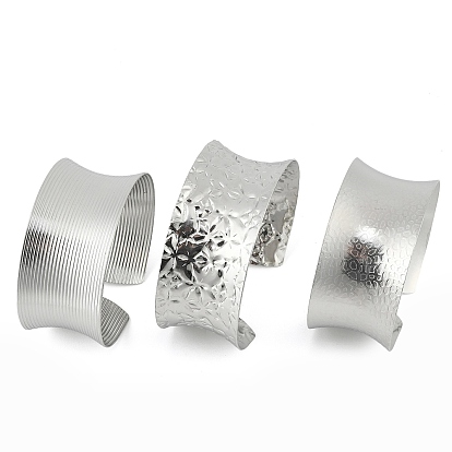 304 Широкие открытые браслеты-манжеты из нержавеющей стали для женщин