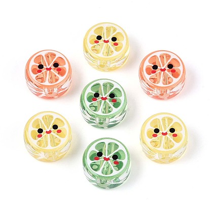 Печатные прозрачные акриловые бусины, плоский круглый с мандарином