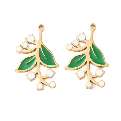 304 подвески из нержавеющей стали, букет колокольчиков, с эмалью, без кадмия и без свинца и без никеля