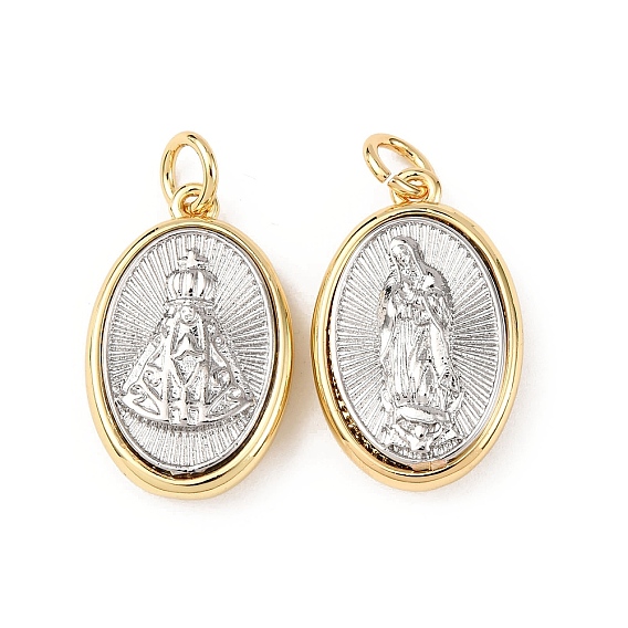 Латунные подвески, овал с Девой Марией/nossa senhora aparecida, стойки покрытие, долговечный, без свинца и без кадмия, с целью перехода в кольце