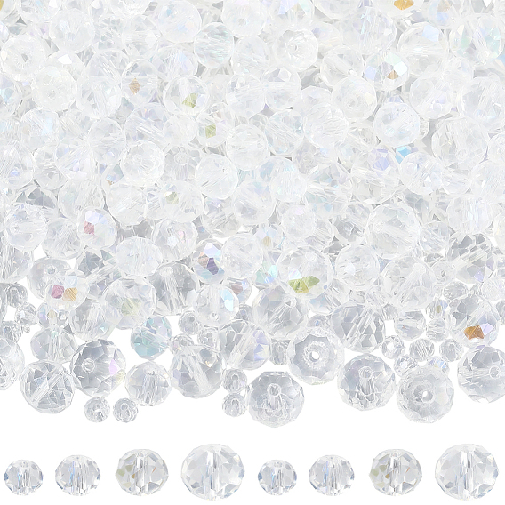 Стеклянные бусины с гальваническим покрытием , с покрытием AB цвета, граненые, рондель