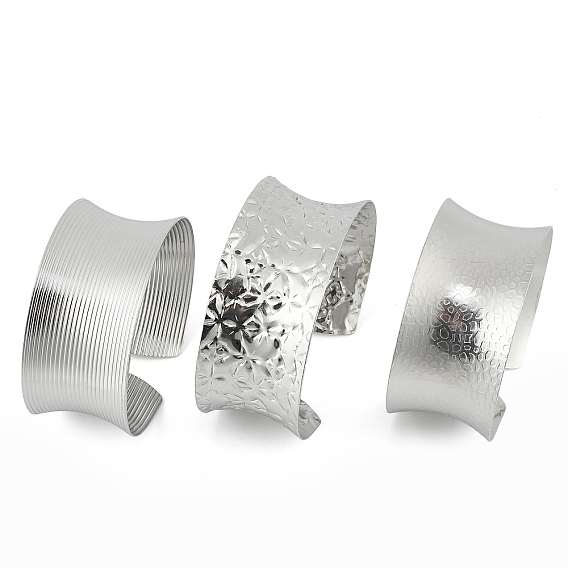 304 Широкие открытые браслеты-манжеты из нержавеющей стали для женщин