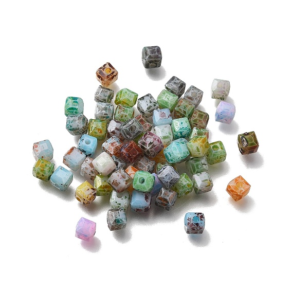 Имитация нефритовые четки стекла, кубические, граненые