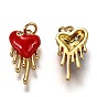 Brass Micro Pave Clear Cubic Zirconia Pendants, Long-Lasting Plated, with Jump Rings & Red Enamel, Heart