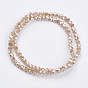 Electroplate Glass Beads Strands, Imitation Jade, Pearl Luster Plated, Faceted(32 Facets), Round