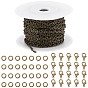 Набор для изготовления браслета-цепочки своими руками, включая кабельные цепи с текстурой железа, Сплав застежками, Перейти латунные