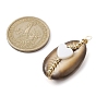 Natural Cowrie Shell Copper Wire Wrapped Pendants, Shell Charms with Natural Freshwater Shell Beads