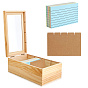 1pc 4 Cajas de almacenamiento rectangulares de madera con rejilla para tarjetas de alimentos y ventana visible, con 300 hojas de blocs de notas adhesivas y 1 fichas de papel para índice