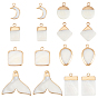 16Pcs 8 Style Natural Freshwater Shell Pendants, with Golden Plated Brass Findings, Moon & Fishtail & Flat Round & Rectangle & Rhombus & Teardrop & Square