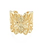 Brass Flower Open Cuff Ring, Hollow Chunky Ring for Women